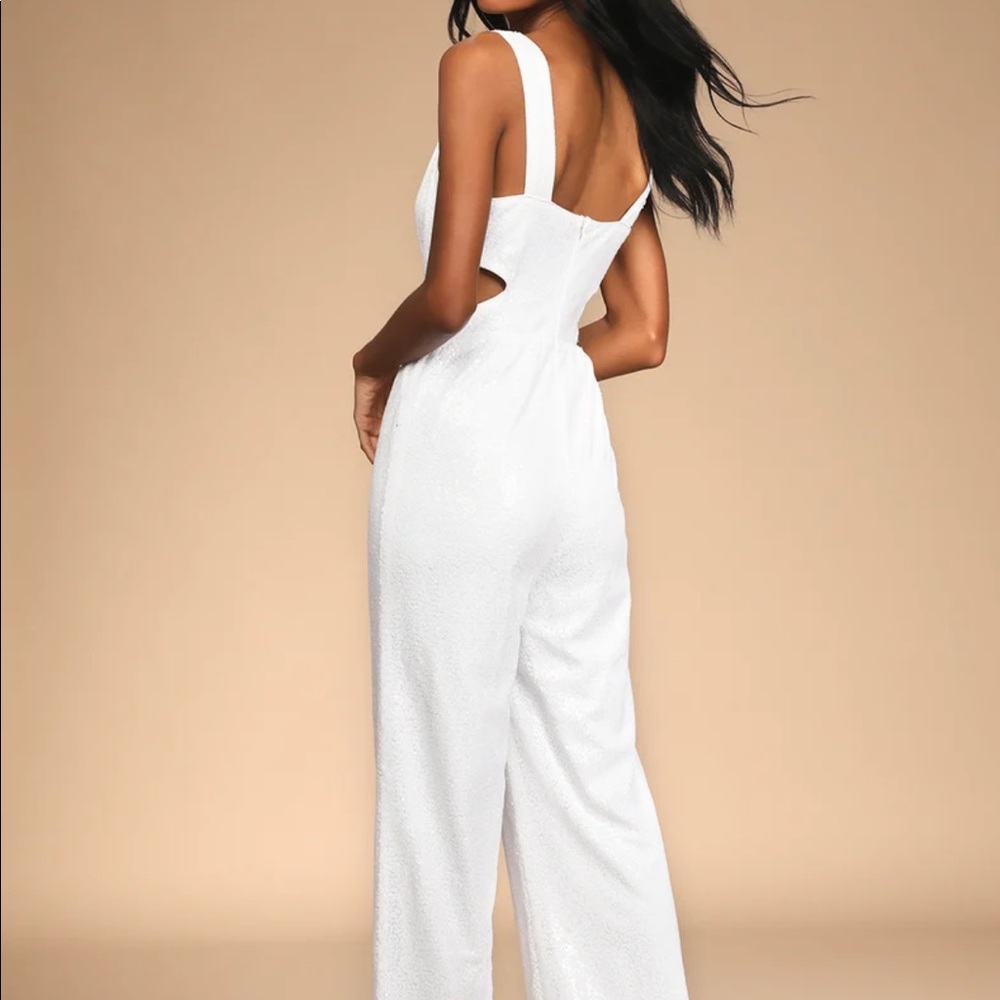 Lulus white sequin jumpsuit - new with tags! Size XS - Picture 3 of 7